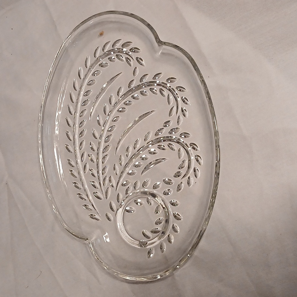 Vintage Federal Glass Snack Plate & Cup HOMESTEAD Pattern Clear Glass